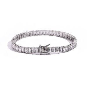 5MM Rectangular Zircon Single-row Chain, Tennis <b>Bracelet</b>, Hip-hop Hipster Jewelry Men Tanjing Fashion Lijing Necklace - Product Image 5
