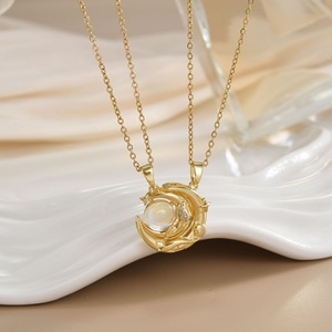 Collana magnetica alla moda sole e luna sole sole e luna collana abbinata luna sole oro sole san valentino collana - Product Image 6