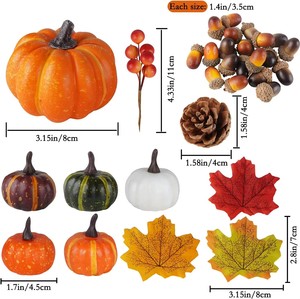 162 Pcs Foam Artificial Maple Leaves Pumpkins Acorns Pine Cones Orange Berries Set-<b>Halloween</b> & Easter Fall <b>Decor</b> - Product Image 6