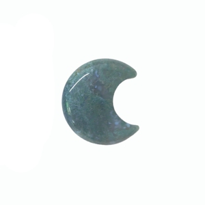 Piedra Curativa de Ágata Musgosa en Forma de Luna para Relajación y Calma - Product Image 1