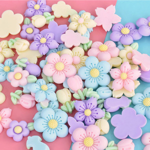 Cabujón de resina de estilo coreano con flores coloridas y base plana, dije de resina Kawaii para accesorios de cabello infantiles - Product Image 6