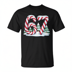67 Candy Canes Snow Winter Wonderland T-Shirt - Product Image 2