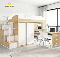 Meubles de projet pour auberges OEM : Système de rangement moderne, lits mezzanine avec bureau et structure métallique
