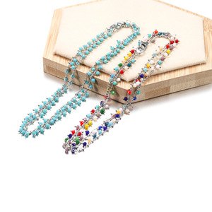 Fashion Beaded <b>Necklaces</b> Colorful <b>Blue</b> Round Seed Bead Clavicle Chains Unisex Accessories Yiwu Origin - Product Image 1