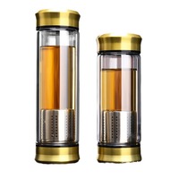 Gobelet à thé en verre à double paroi de haute qualité avec infuseur Bouteille d'eau en verre à double paroi pour cadeau de promotion