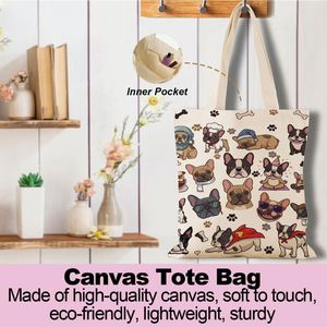 Jeilink Cute Dog Canvas <b>Tote</b> <b>Bag</b> Dog Lovers Gifts for Women Canvas <b>Bag</b> for <b>Work</b> Shopping Beach Reusable Grocery <b>Bags</b> - Product Image 4
