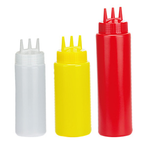 Bouteille Distributrice <span class=keywords><strong>de</strong></span> Sauce <span class=keywords><strong>Tomate</strong></span>, Mayonnaise et Ketchup en PE Souple à Trois Trous, Sans BPA, Qualité Alimentaire, 12-32oz, Personnalisable - Product Image 1