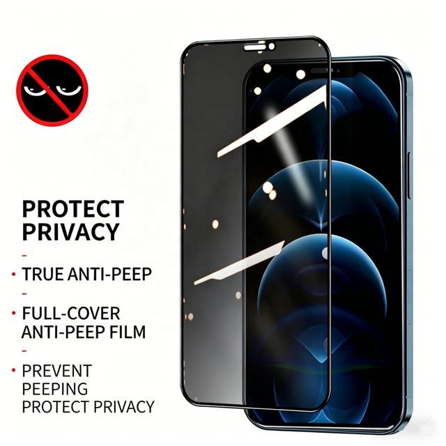 Factory Price Anti-Shock 9H Anti-Spy Tempered Glass Screen Protector Membrance for iPhone 17 16 15 14 13 Pro Max Protective Film
