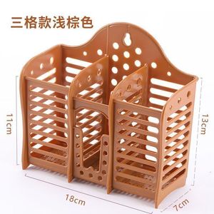 Three Compartment Chopstick Holder Wall Mounted Drain Rack <b>Kitchen</b> Storage <b>Plastic</b> Oval Shape L Size - Product Image 4