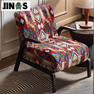Sillón de ocio Retro de diseño nórdico JINS, sofá individual de madera maciza duradera para dormitorio <span class=keywords><strong>y</strong></span> balcón, silla de arte Monico antiguo medio - Product Image 3