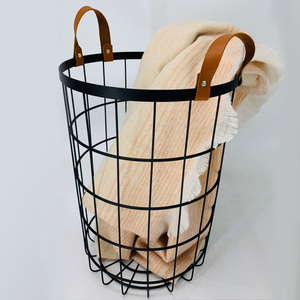 Panier de rangement en métal, ceinture de salle de bains d'hôtel avec poignées, panier à linge sale - Product Image 4