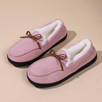 Femmes Hiver Coton Chaussures Peluche Couleur Solide Fourrure Females Feetwear Bottes de Neige Chaudes Dames Casual Plat Court Maison Chaussons