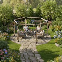 Structure de support de pergola en acier au carbone thermolaqué robuste, connecteurs de structure en bois 4x4, noir moderne, fournis directement par l'usine