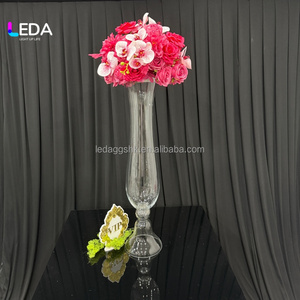 Vase à fleurs transparent en verre de luxe LEDA 90 cm, centre de table, décoration de mariage, support à fleurs pour la décoration d'événements - Product Image 6