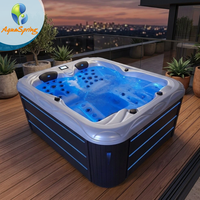Bain à remous de luxe pour 3 personnes avec 58 jets, jacuzzi extérieur avec 16 lumières LED, système Balboa, baignoire à remous en acrylique Aristech