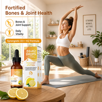 Vitamine D3 liquide 5000 UI K2 120 mcg Gouttes 60 ml Saveur citron Soutien osseux et immunitaire Complément alimentaire
