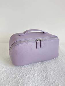 Sac de maquillage en cuir véritable pleine fleur de vachette, prêt à être expédié, avec fermeture éclair, portable <span class=keywords><strong>pour</strong></span> le voyage, grande capacité, haute valeur, <span class=keywords><strong>pour</strong></span> le rangement - Product Image 6