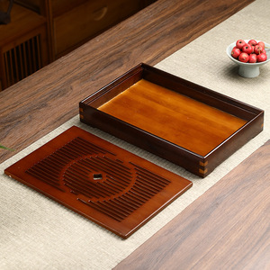 Bandeja de té de bambú, mesa para preparación de té en seco, escurridor de tazas, bandeja de almacenamiento de agua, accesorios para la ceremonia del té, juego de té de bambú, fábrica - Product Image 5