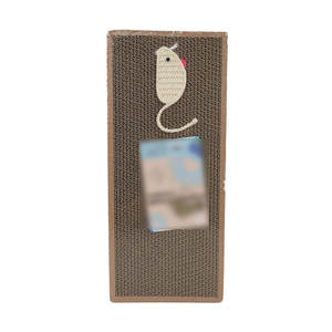 Sisal tikus persegi papan gores kucing Mainan catnip kertas bergelombang perlengkapan mainan kucing cakar datar - Product Image 2