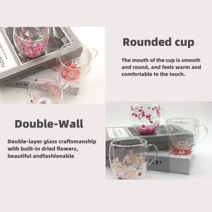 Nhà Sản Xuất Bán Buôn Cách Nhiệt Cao Borosilicate Hoa Khô Tường Đôi Thủy Tinh Trà Espresso Cốc Cà Phê Cốc Với Xử Lý - Product Image 6