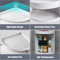 Étagère d'angle de salle de bain à 3 niveaux, 360° °   Étagère de rangement rotative, étagère triangulaire à bords festonnés pour salle de bain et cuisine