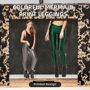 Leggings de Sirena Coloridos con Estampado Digital, Transpirables, de Cintura Alta, Casuales y a la Moda para Mujer - Product Image 2