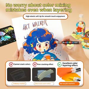 Marqueur acrylique liquide 288 couleurs Tête souple Sans pression Art étudiant DIY Peinture à la main Ensemble de stylos à dessin - Product Image 4