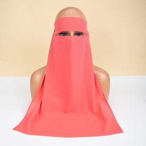 Niqab Saudí para Mujer en Color Sólido, Velo Facial Musulmán de Chifón Liso para Hijab, Burka Islámica - Product Image 2