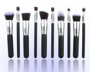 Vente chaude 10pcs professionnel noir argent Blush bronzant tt edge <span class=keywords><strong>bh</strong></span> ovale cosmétiques kit de brosse - Product Image 3