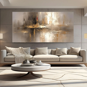 Grande peinture murale contemporaine abstraite silencieuse de l'aube sur toile, nature morte, paysage, pour la maison et la galerie - Product Image 1
