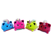 En gros, Peluche 15 cm réversible couleurs Tie-Dye, motifs Pieuvre, Licorne, Chat, jouet doux à bascule d'humeur (colère)