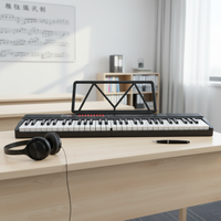 Portable 61-Key Foldable Electronic Digital Piano Keyboard Electric Organ Rechargeable Lightweight Semi-Weighted 127 Rhythms 128