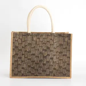 Custom logo Sublimation Blank Printed Linen <strong>Wholesale</strong> <strong>Jute</strong> <strong>Tote</strong> <strong>Bags</strong> with Pocket and Zipper - Product Image 1