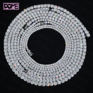 Chaîne en moissanite de 3 mm, 4 mm, 5 mm, collier <span class=keywords><strong>tennis</strong></span> glacé, bijoux en acier inoxydable, certifié GRA, moissanite VVS, chaîne <span class=keywords><strong>tennis</strong></span> - Product Image 1