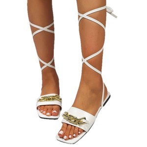 2025 Summer New Fashion Women's Cross-Border European American Plus Size Flat <b>Sandals</b> Chain Ankle Strap Women's Platform <b>Sandals</b> - Product Image 5