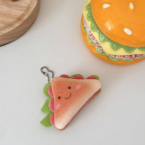 Mini Juguetes de Comida, Llavero de Peluche Suave, Creativo y Lindo, Llavero de Hamburguesa y Pan - Product Image 6