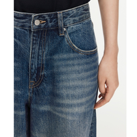 Pantalon en denim décontracté taille moyenne pour femmes Pantalon moustache à la mode solide Jeans amples délavés singe Vintage