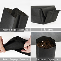 Sacs de culture noirs biodégradables en plastique 25 g/m² OEM ODM, sacs de plantation pour pépinière en tissu PP non tissé, pots de culture pour semis 100 % biodégradables