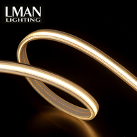 Bande lumineuse LED COB 220V haute densité flexible IP65 en PVC pour l'éclairage paysager et de jardin avec LED Epistar et conception sans points lumineux