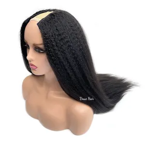 VMAE Perücken-Anbieter Großhandel am Haaransatz ausgerichtete rohe echthaar-Perücke grobe krause gerade U-V-Teil-Echthaarperücken für schwarze Frauen