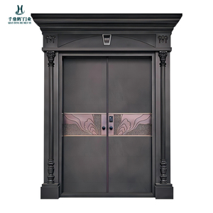 Porte d'entrée avant en aluminium moulé sur mesure avec colonne romaine Design Double porte Sculpture exquise - Product Image 6