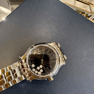 Luxury Ladies Dial Watch Roman Numeral <b>Floating</b> Diamonds Stainless Steel Band Elegant Wristwatch - Product Image 1