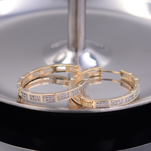 Orecchini alla Moda di Forma Rotonda Bicolore per Donne <span class=keywords><strong>Gioielli</strong></span> Placcati in Oro Vero di Joy Fan Jewelry - Product Image 5