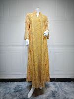 Elegante Abaya de Lino Bordado para Mujeres Musulmanas, Estilo Dubái, Caftán Árabe, Ropa Islámica, Vestido Maxi Transpirable de Manga Larga
