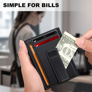 <b>Men's</b> Genuine Leather <b>Wallet</b> Multi-Card Slot Ultra-Thin Bi-Fold Business Minimalist Everyday Use <b>Black</b> - Product Image 3