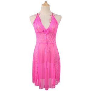 Traje Erótico <span class=keywords><strong>de</strong></span> una Pieza <span class=keywords><strong>de</strong></span> Encaje Transparente con Escote Profundo en V para Mujer, Realza el Busto Pequeño - Product Image 4