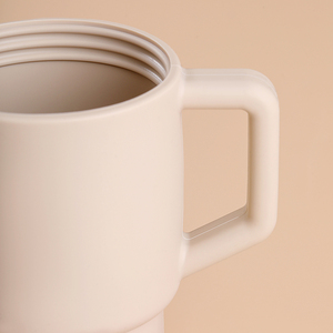 Eco Friendly <b>Reusable</b> 10oz Silicone Drinking <b>Cup</b> Cream Khaki Compact Mug with Straw Unbreakable Stan Ley Style Logo Customizable - Product Image 3