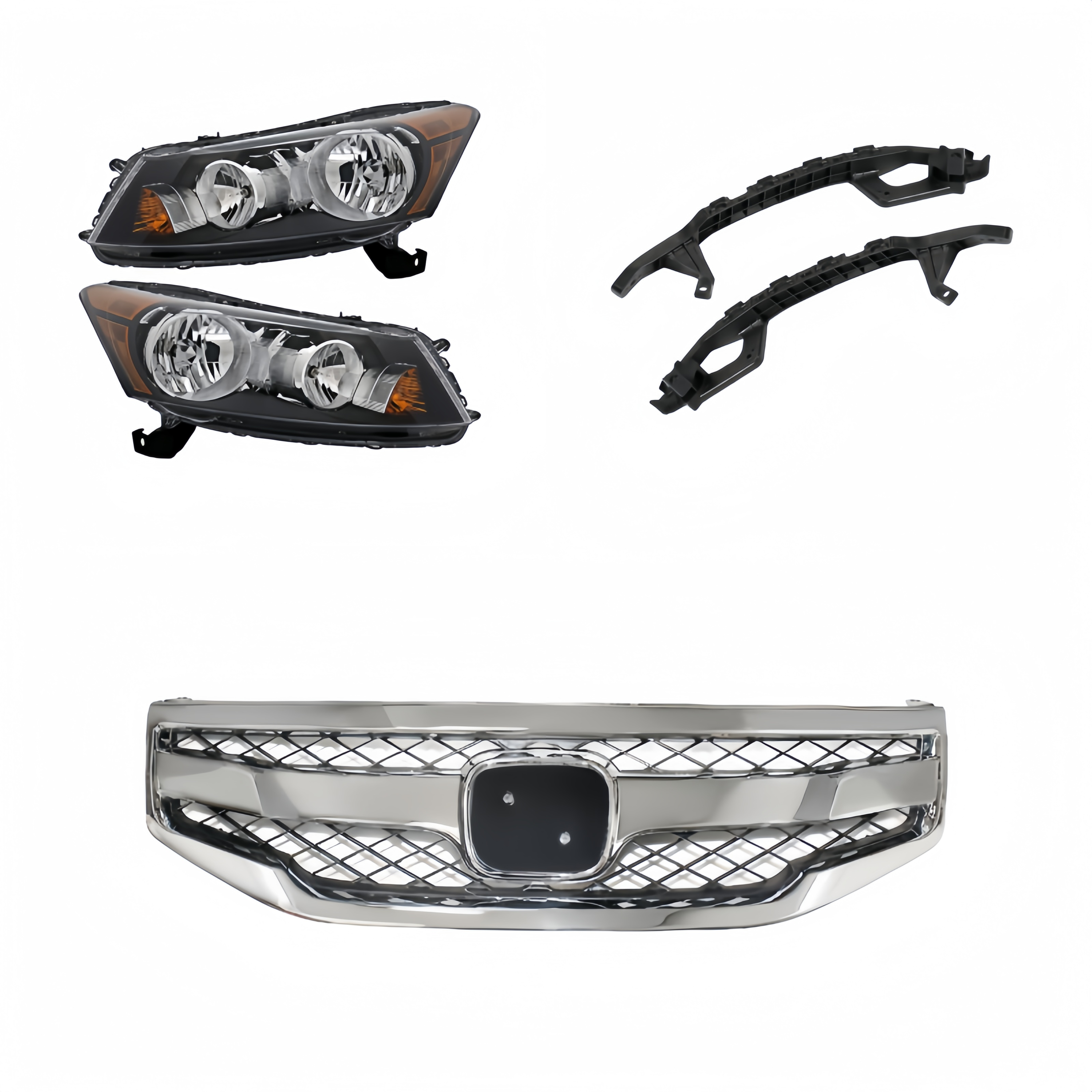 Front Bumper Kit Replacement Front Bumper Grille Headlight Set 