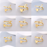 Bagues Rinhoo Cœur Lettre en Acier Inoxydable pour Femmes Filles, Bijoux de Mode Or, Bague Initiale Ouverte, Anniversaire Mariage Fête