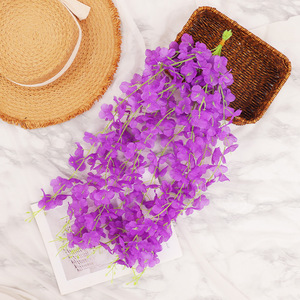 Guirlande de fleurs artificielles en soie Wisteria, fleurs violettes et roses, décorations de mariage, décoration murale extérieure pour la maison - Product Image 3